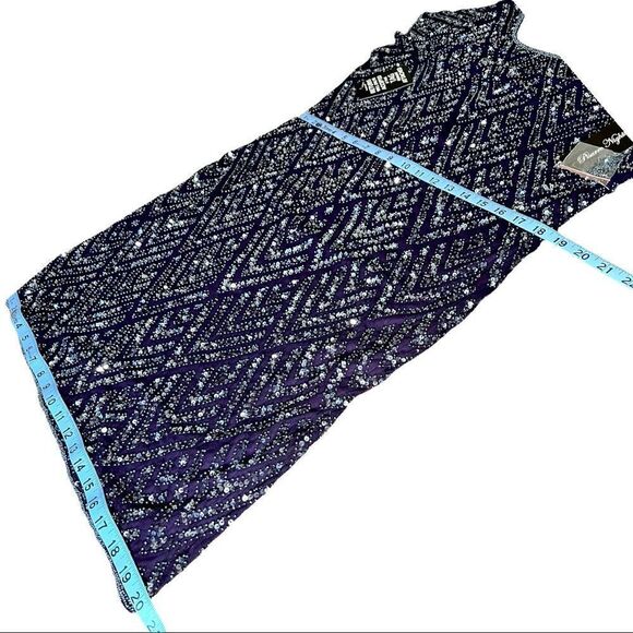 Pisarro Nights Chevron Sequin Sheath Dress In Plum - Picture 9 of 11